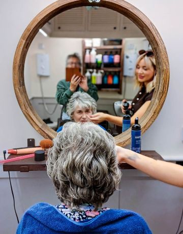 Audrey getting hair care
